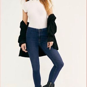 Free People High Waist Raw Hem Jeans